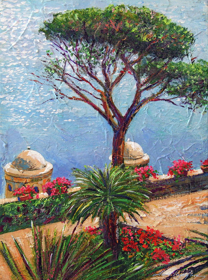 Riviera Umbrella Tree Painting by David Lloyd Glover