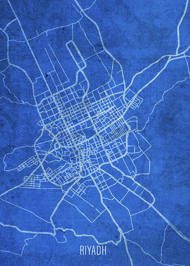 Riyadh Saudi Arabia City Street Map Blueprints Mixed Media by Design ...