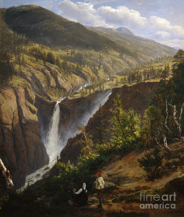 Rjukan waterfall Painting by O Vaering by Johan Christian Dahl