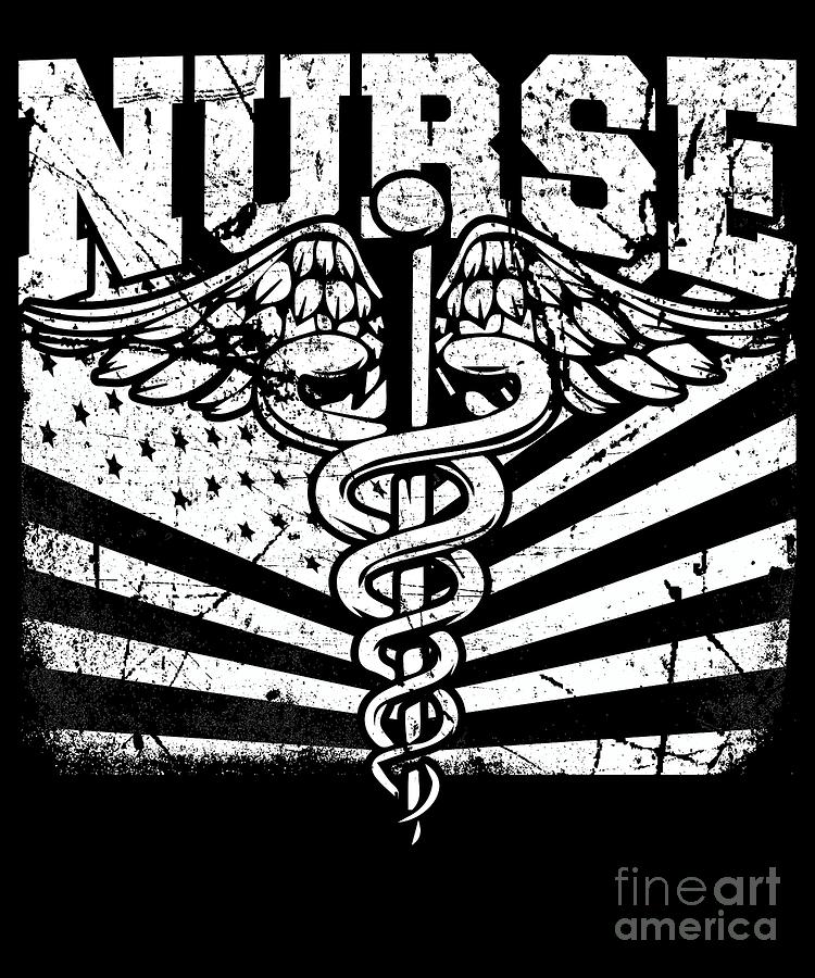 Rn Nurse Distressed Graphic Gift Retro American Flag Er Nurse Digital 