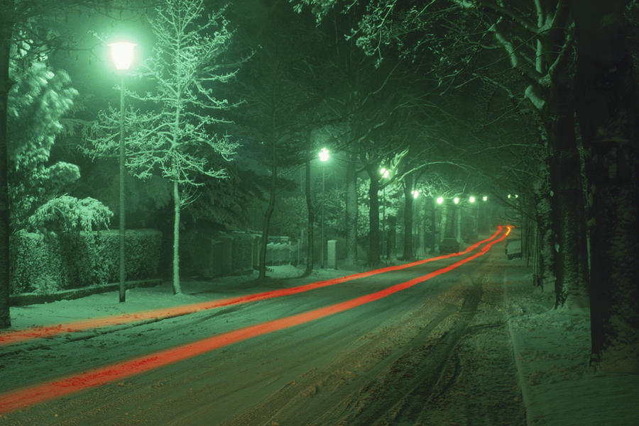Road At Night Photograph by David De Lossy