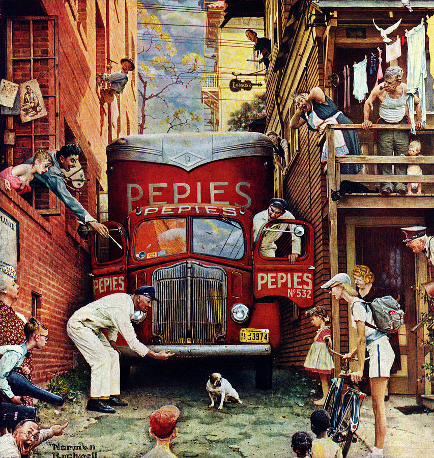 Alleys Drawing - Road Block by Norman Rockwell