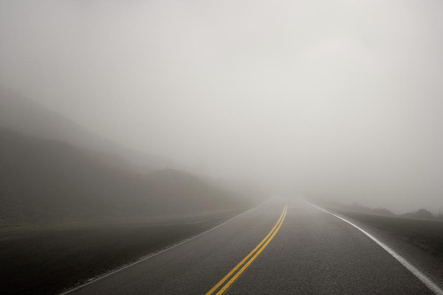 Road In Fog Photograph by Ed Freeman