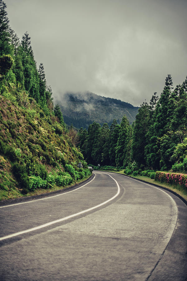 Road In The Azores, Sao Miguel, Azores, Atlantic Ocean, Portugal, Europe Photograph by Christian Frumolt