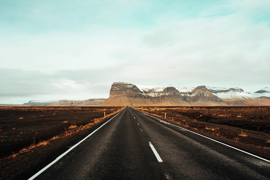 Road Leading Towards Mountain Ranges, Kálfafell, Vestur ...