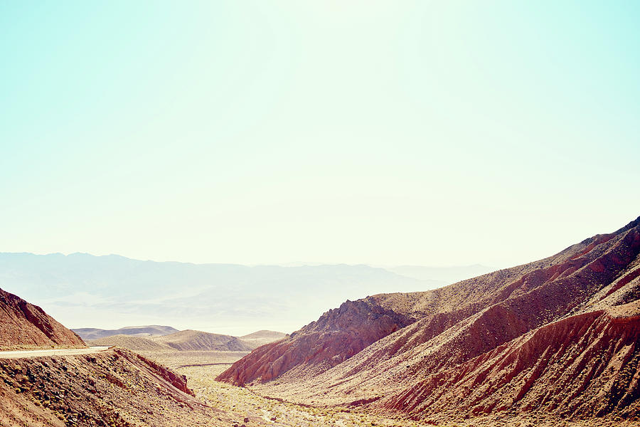 Death Valley National Park Digital Art - Road, Mountains And Valley, Death Valley, California, Usa by Gu
