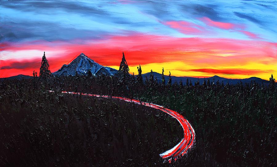 Road Of Dusk To Mount Hood #1 Painting by James Dunbar