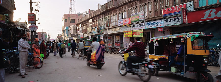 Road Passing Through A Market, Bikaner Photograph by Panoramic Images ...