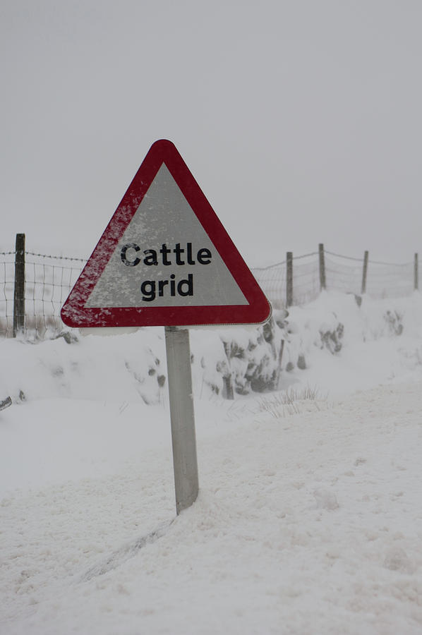 Road Sign in the Snow i Photograph by Helen Jackson