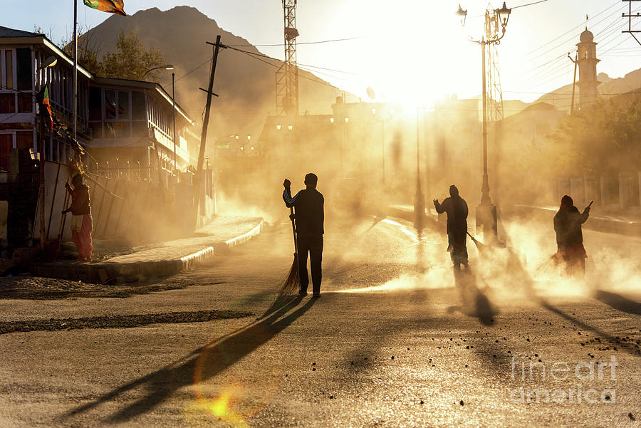 Road Sweeper Worker Cleaning Leh City Photograph by Suttipong Sutiratanachai