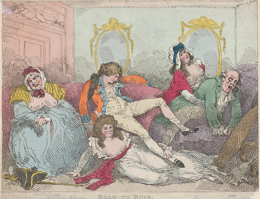 Road to Ruin Drawing by Thomas Rowlandson
