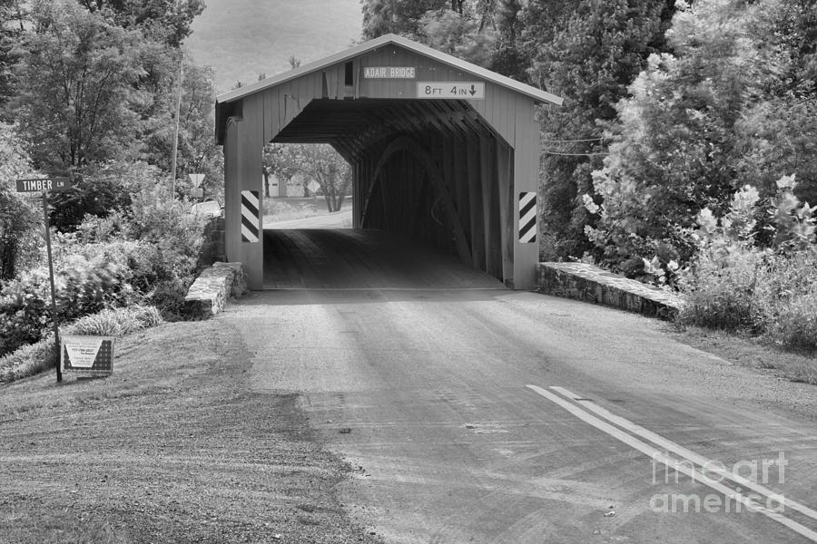 Road To The Adair Covered Bridge Black And White Photograph by Adam Jewell