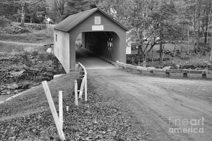 Road To The Green River Covered Bridge Black And White Photograph by Adam Jewell