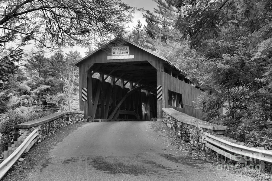 Road To The Landisburg Covered Brdge Black And White Photograph by Adam Jewell