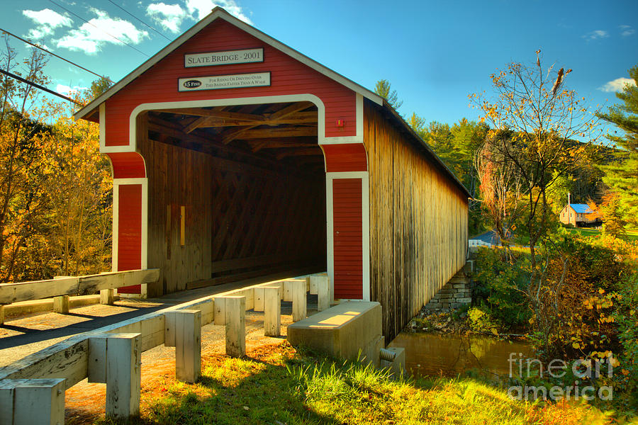 Road To The Slate Covered Bridge Photograph by Adam Jewell