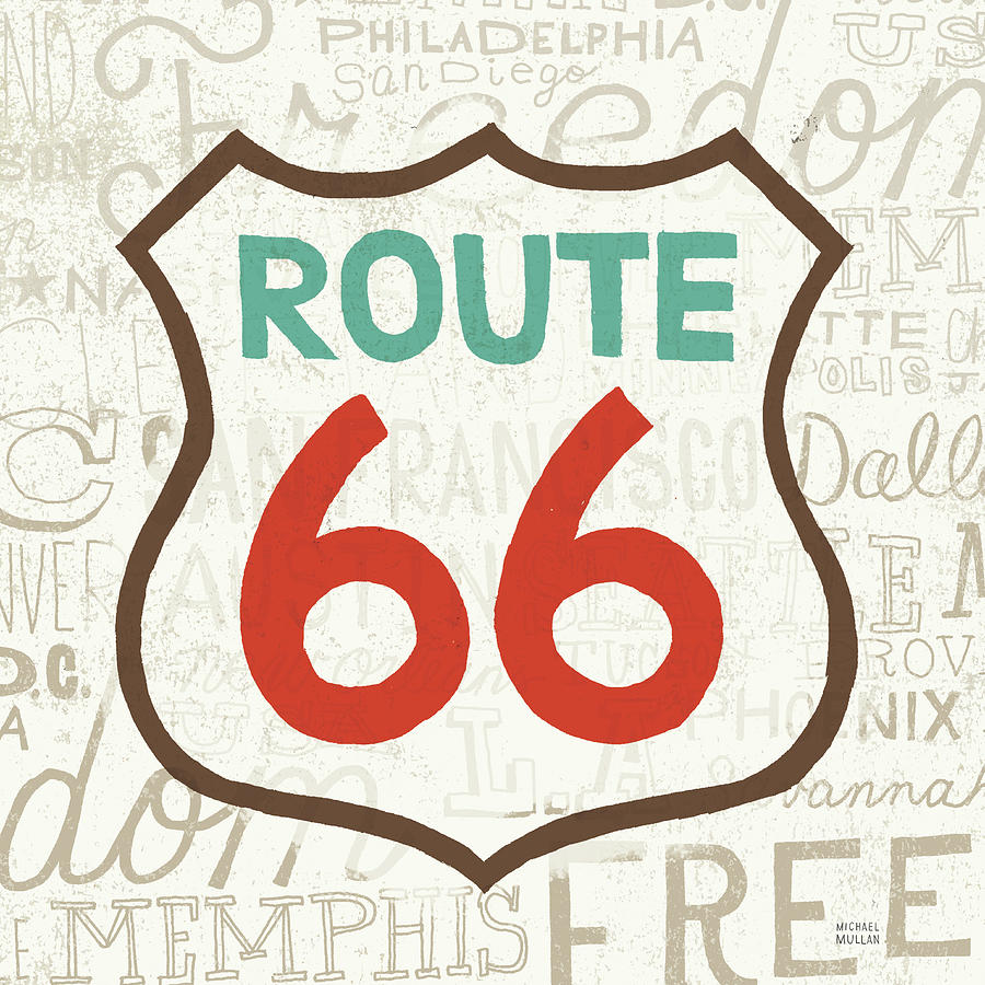 City Mixed Media - Road Trip Route 66 Retro by Michael Mullan