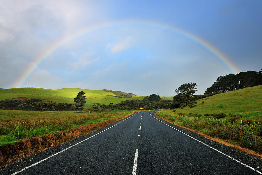 Road With Rainbow Photograph by Raimund Linke