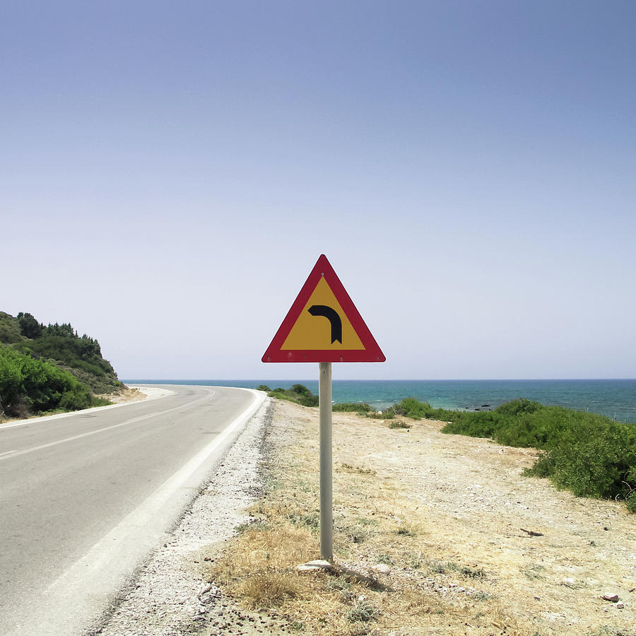 Road With Traffic Sign And Sea Photograph by Halfoto.hu