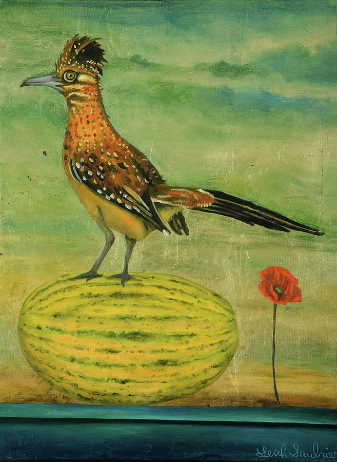 Bird Painting - Roadrunner by Leah Saulnier