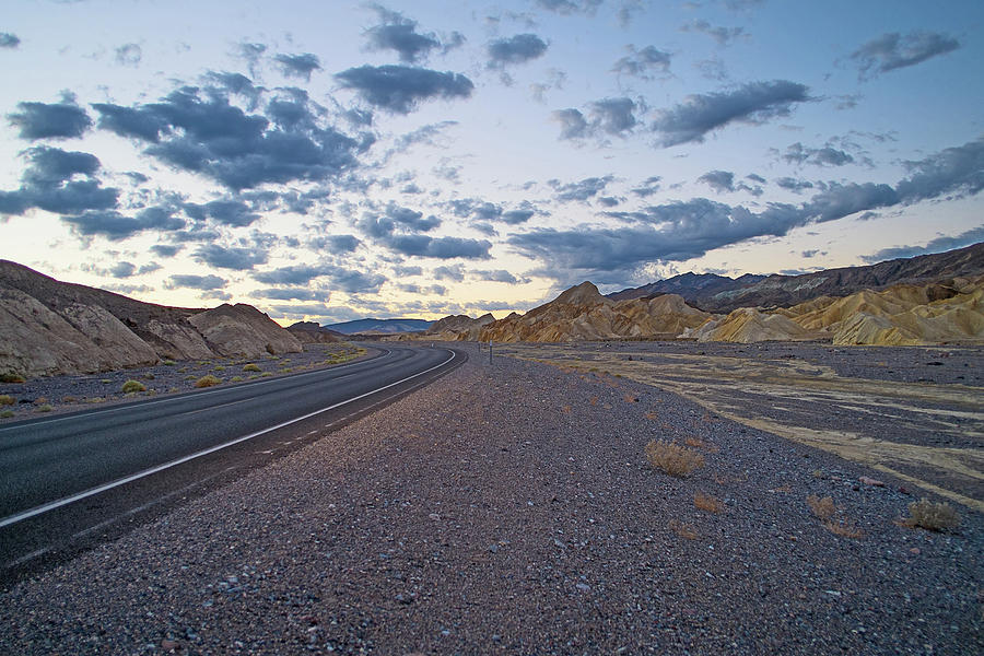Death Valley National Park Digital Art - Roadside View Of Highway 190 At Dawn, Death Valley National Park, California, Usa by Owen Smith