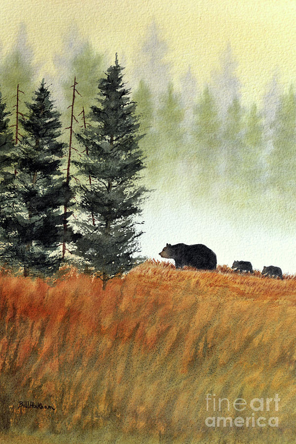 Roaming Bears In West Virginia Painting by Bill Holkham