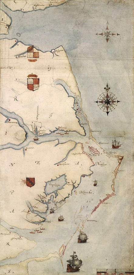 Roanoke Colony Map, 1585 Photograph by Science Source