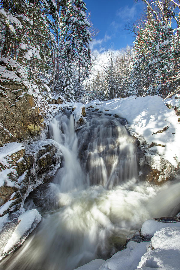 Winter Photograph - Roaring Brook Winter Falls by White Mountain Images