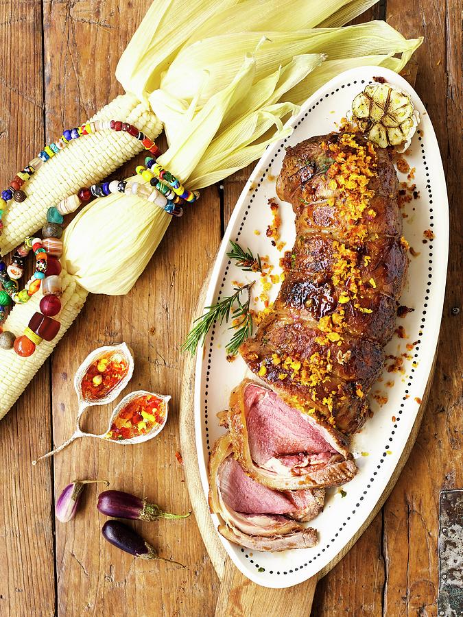 Roast Beef Sirloin With A Maize & Bacon Crust And Chilli & Mustard Jelly With Corn On The Cob africa Photograph by Great Stock!