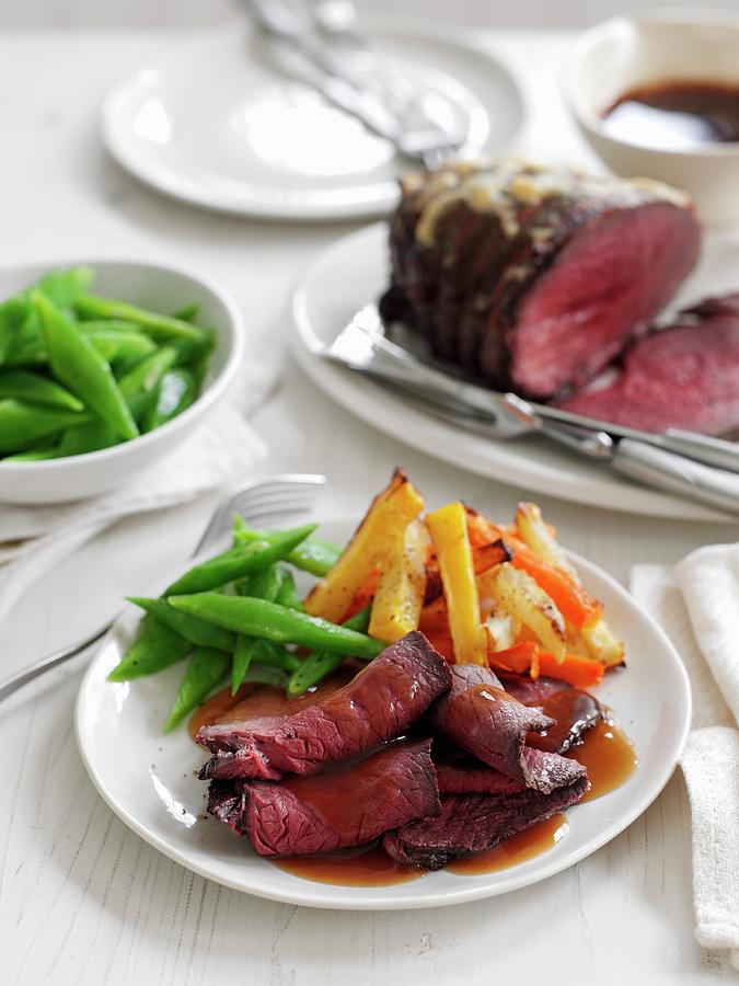 Roast Beef With A Side Of Vegetables Photograph by Gareth Morgans
