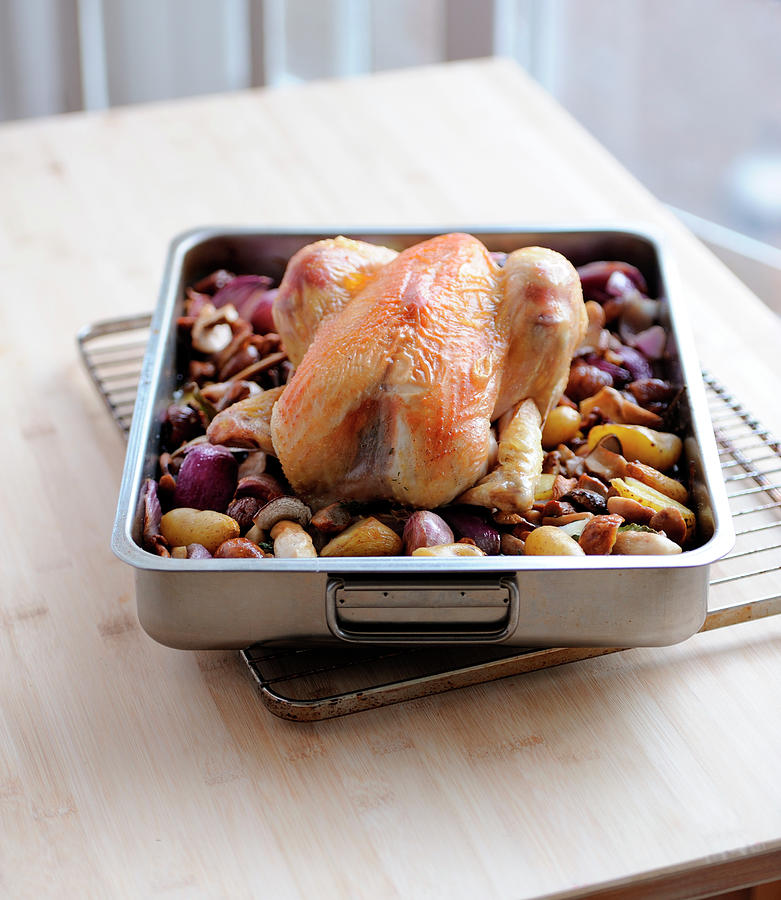 Roast Chicken With Autumn Vegetables Photograph by Carnet