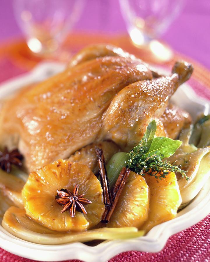 Roast Chicken With Pineapple Photograph by Bagros
