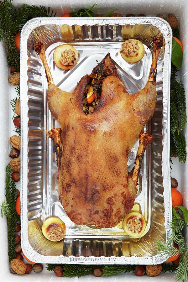 Roast Christmas Goose With Sides As A Takeaway Photograph by Jalag / Gtz Wrage