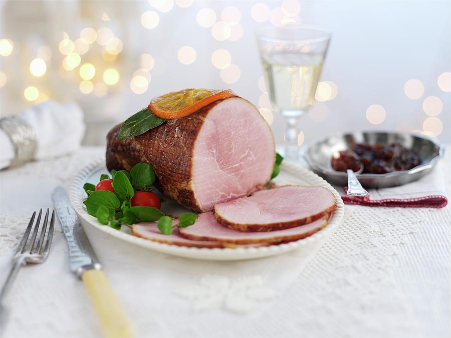Roast Ham With Candied Orange For Christmas Photograph by Ian Garlick