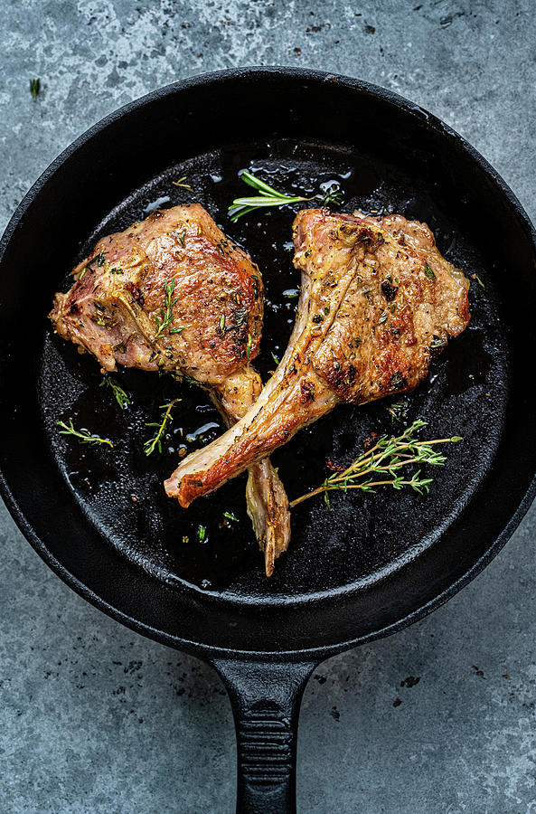 Roast Lamb Chops Mit Rosemary Photograph by Lucy Parissi