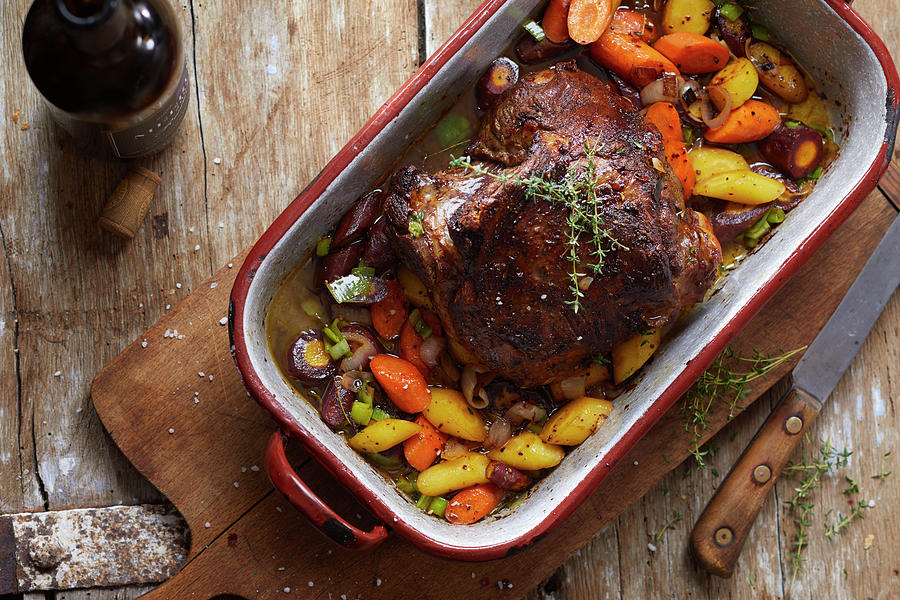 Roast Leg Of Lamb With Vegetables Photograph by Frank Weymann - Pixels