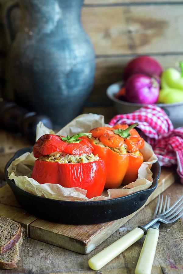 Roast Peppers Stuffed With Rice And Minced Meat Photograph by Irina Meliukh