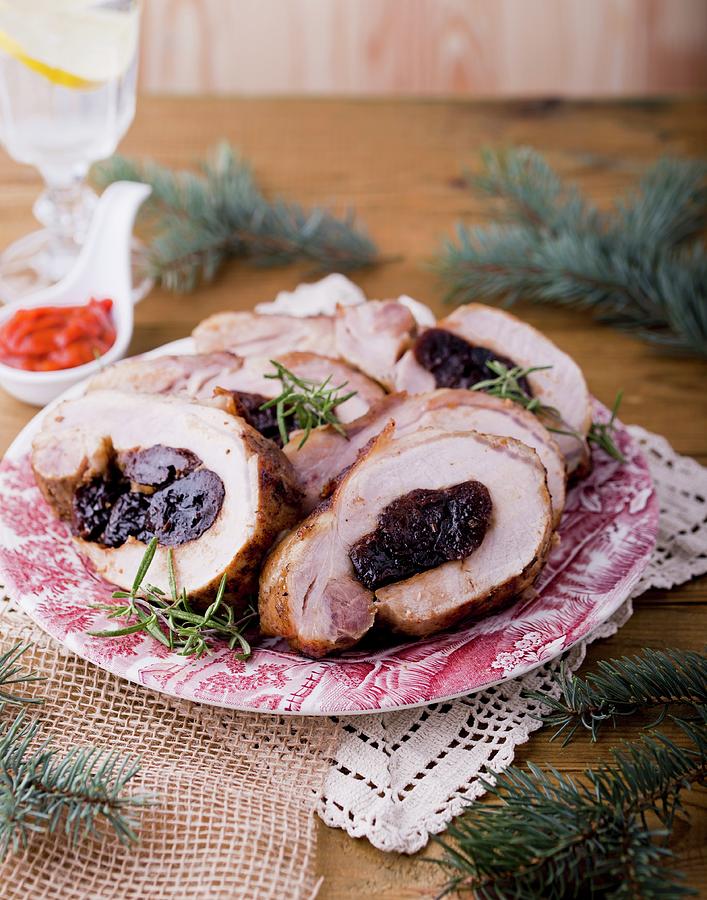 Roast Pork Chops With Plums christmas Photograph by Dorota Indycka