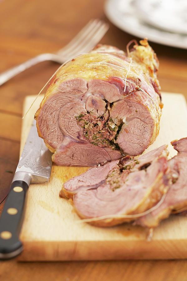 Roast Stuffed Shoulder Of Lamb Photograph by Fénot