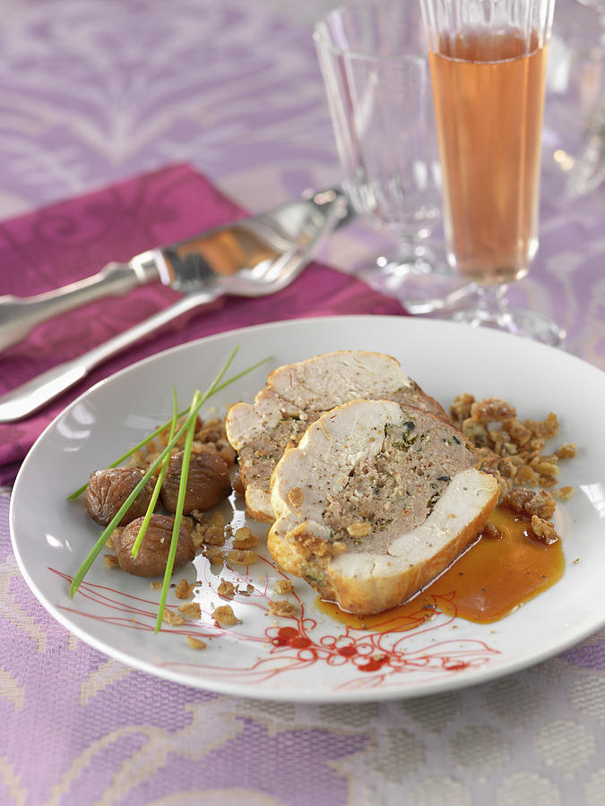 Roast Turkey Stuffed With Crumbled Chestnuts Photograph by Rivire
