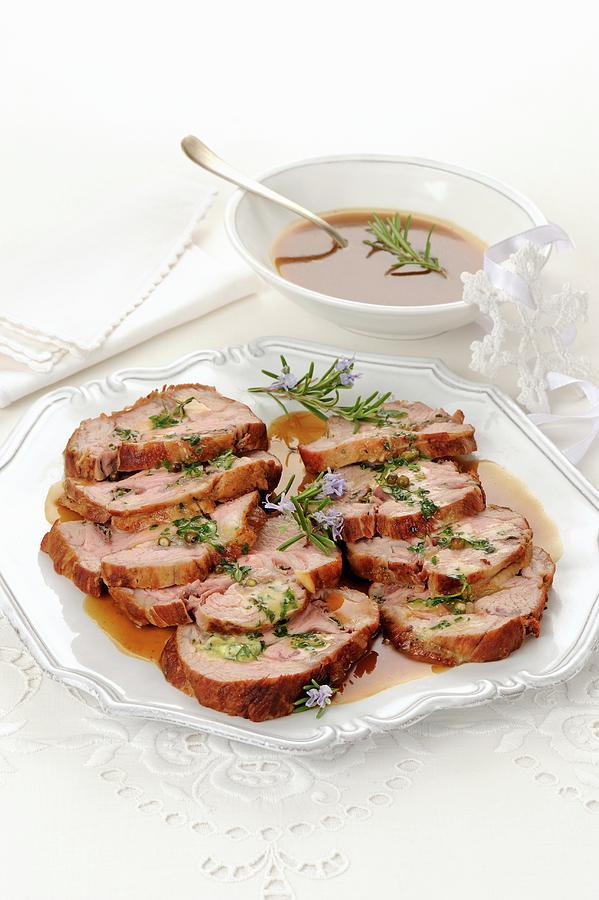 Roast Veal Wrapped In Ham With Rosemary Photograph by Franco Pizzochero