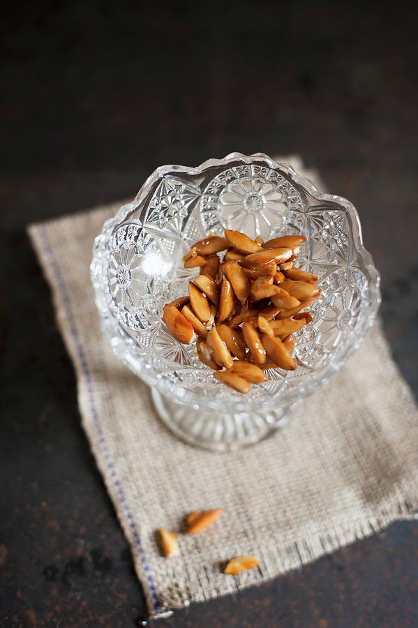 Roasted Almonds In A Crystal Dish Photograph by Babicka, Sarka
