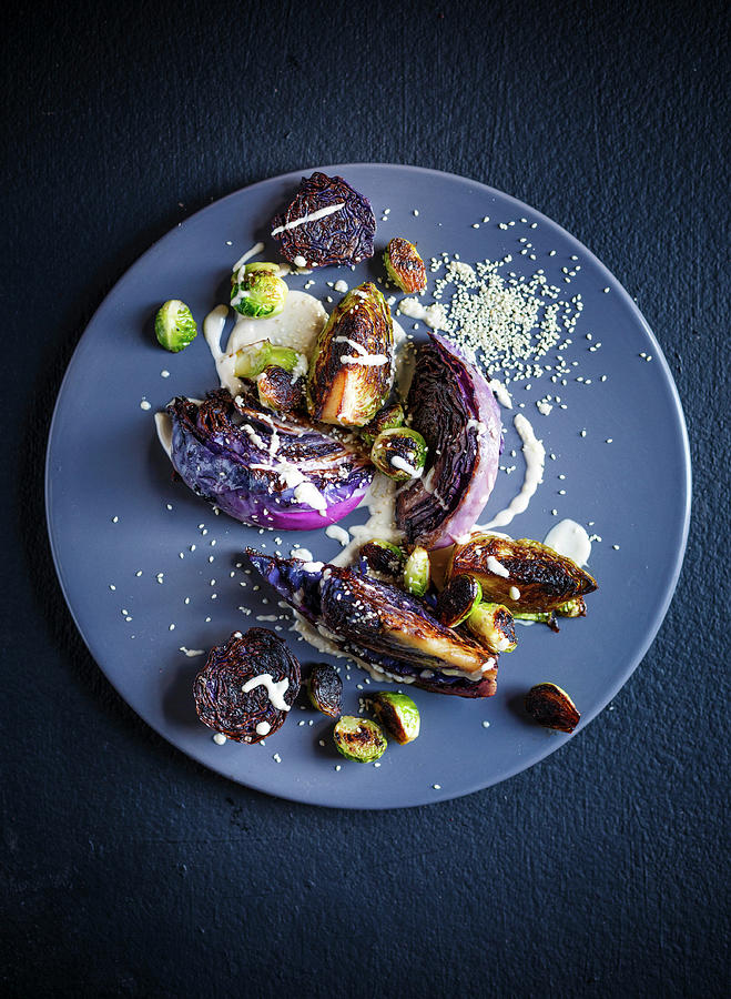 Roasted Cabbage With Tahini Dressing Photograph by Great Stock!