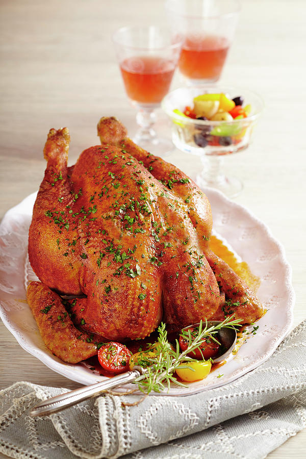 Roasted Capon With A Pepper And Tomato Medley Photograph by Teubner Foodfoto