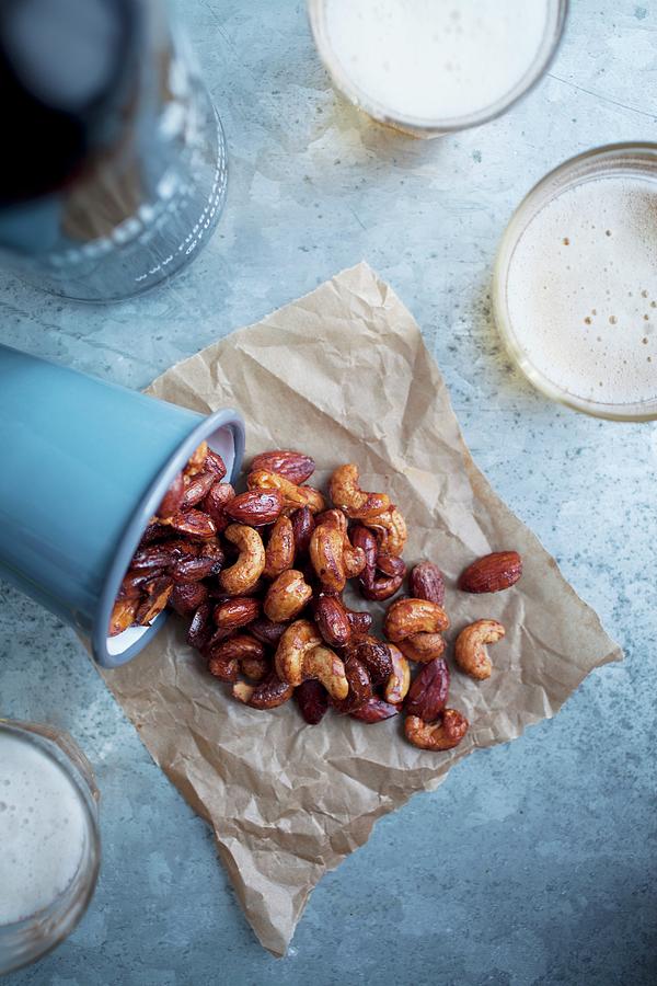 Roasted Cashew Nuts And Almonds With Maple Syrup And Sea Salt Photograph by Victoria Harley