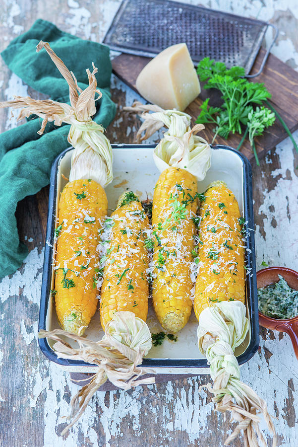 Roasted Corn With Butter And Cheese Photograph by Irina Meliukh