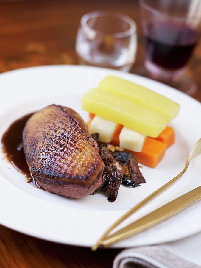 Roasted Duck Fillet With Tender Vegetables Photograph by Amiel