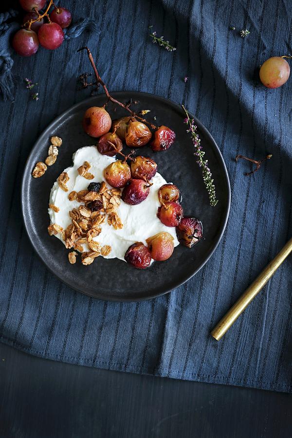 Roasted Grapes Greek Yogurt And Granola Photograph by Eva Lambooij ...