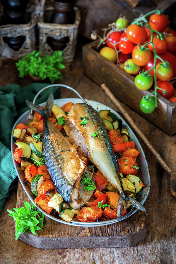 Roasted Mackerel With Vegetables Photograph by Irina Meliukh