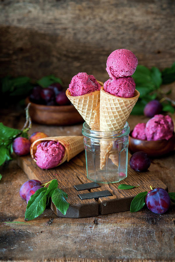 Roasted Plum Ice Cream Photograph by Irina Meliukh
