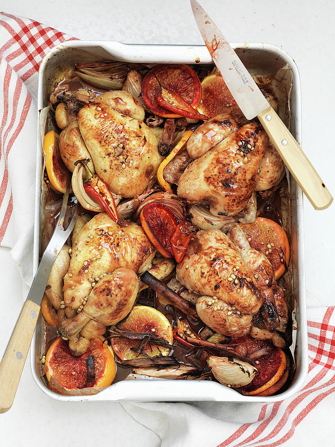 Roasted Poussin With Grapefruit And Chili Photograph by Hugh Johnson